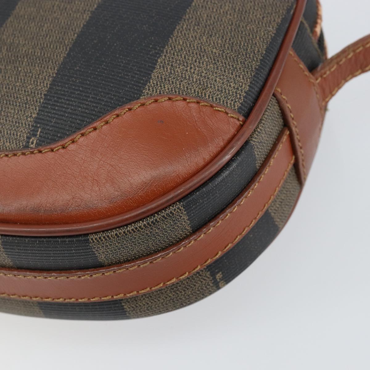 FENDI Pecan Canvas Shoulder Bag PVC Black Brown gold Auth ep11355