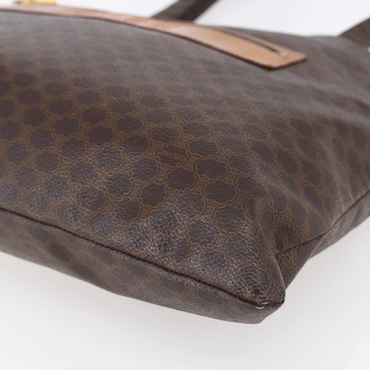 CELINE Macadam Canvas Tote Bag PVC Leather Brown Gold Auth ep11356