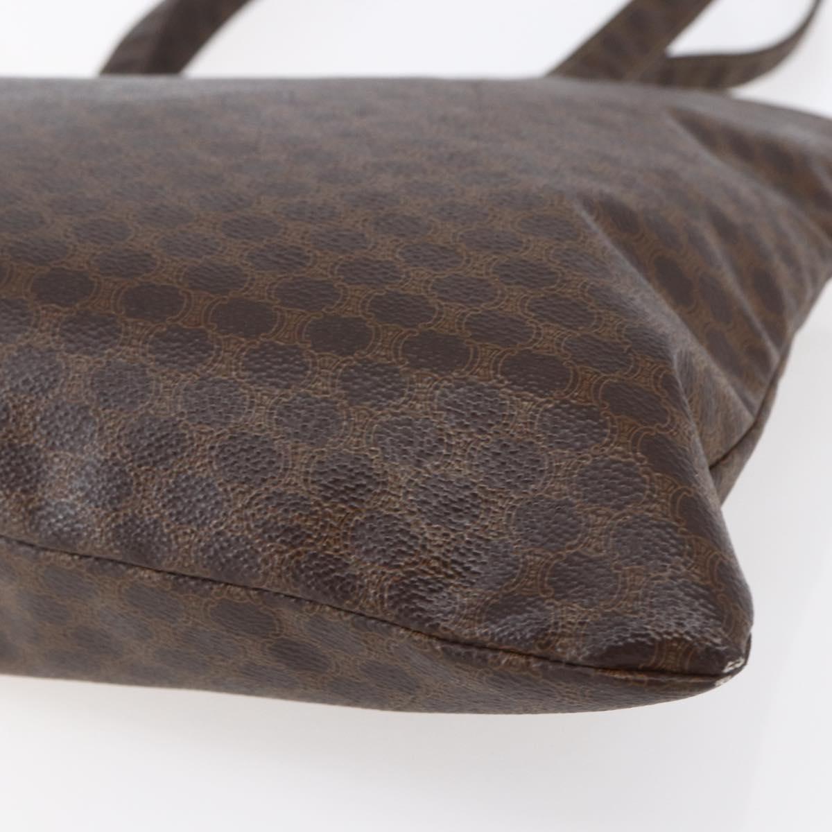 CELINE Macadam Canvas Tote Bag PVC Leather Brown Gold Auth ep11356