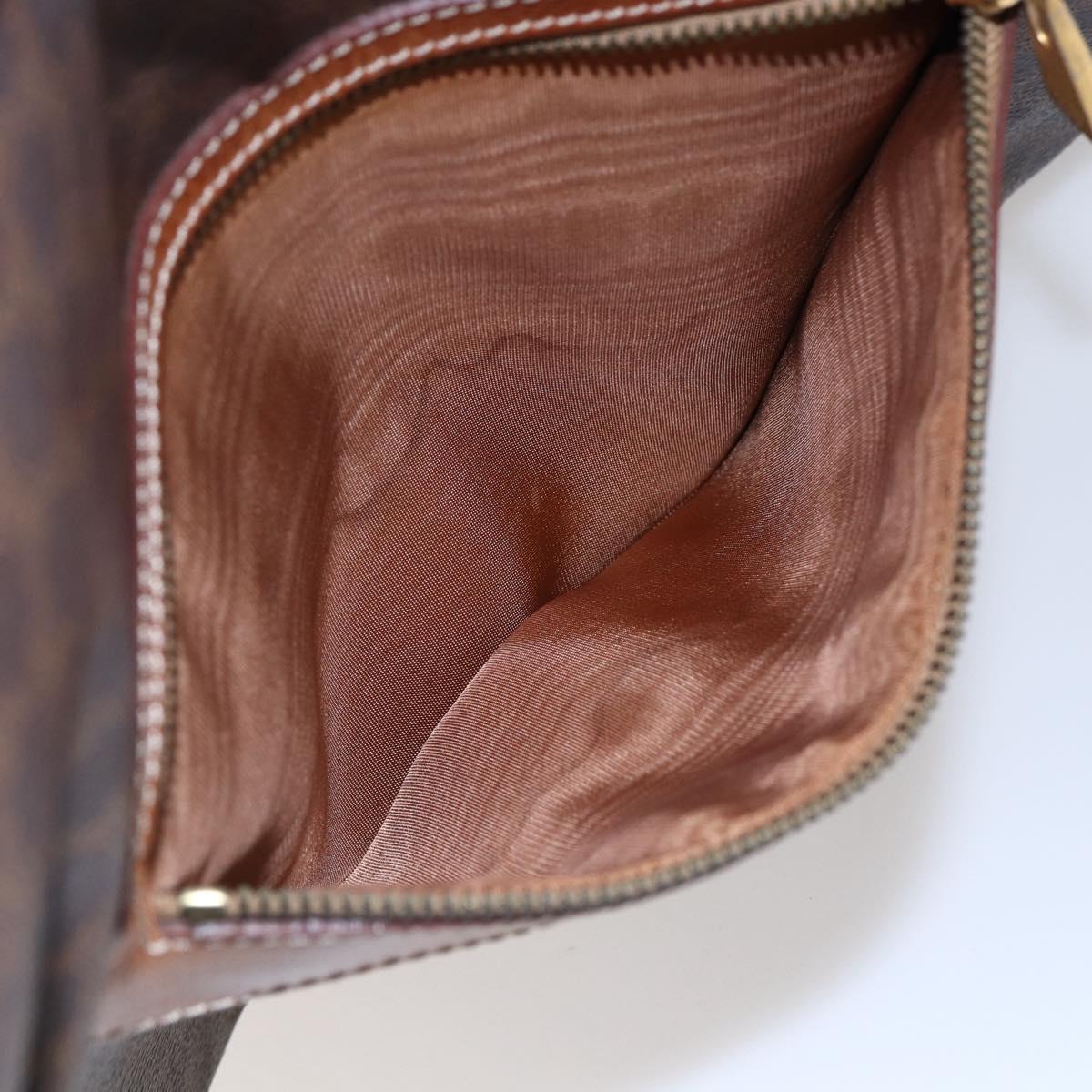 CELINE Macadam Canvas Tote Bag PVC Leather Brown Gold Auth ep11356