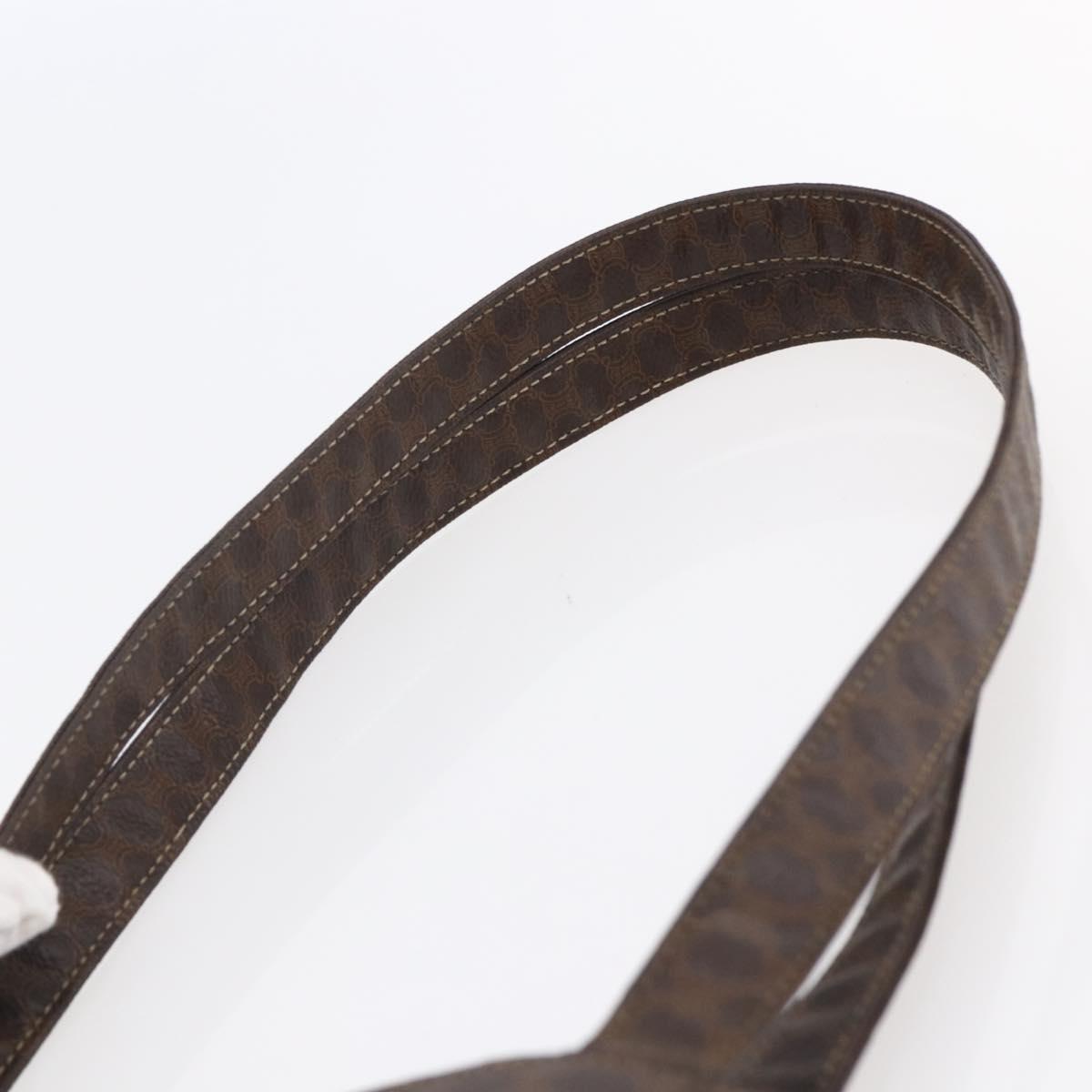 CELINE Macadam Canvas Tote Bag PVC Leather Brown Gold Auth ep11356