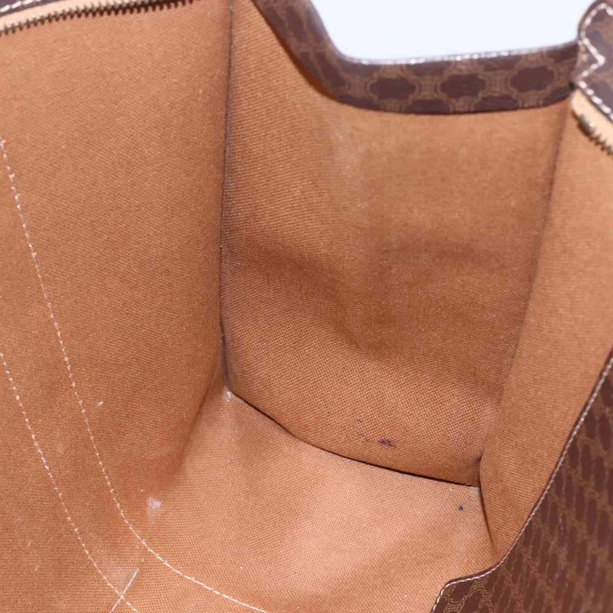 CELINE Macadam Canvas Tote Bag PVC Leather Brown Gold Auth ep11358