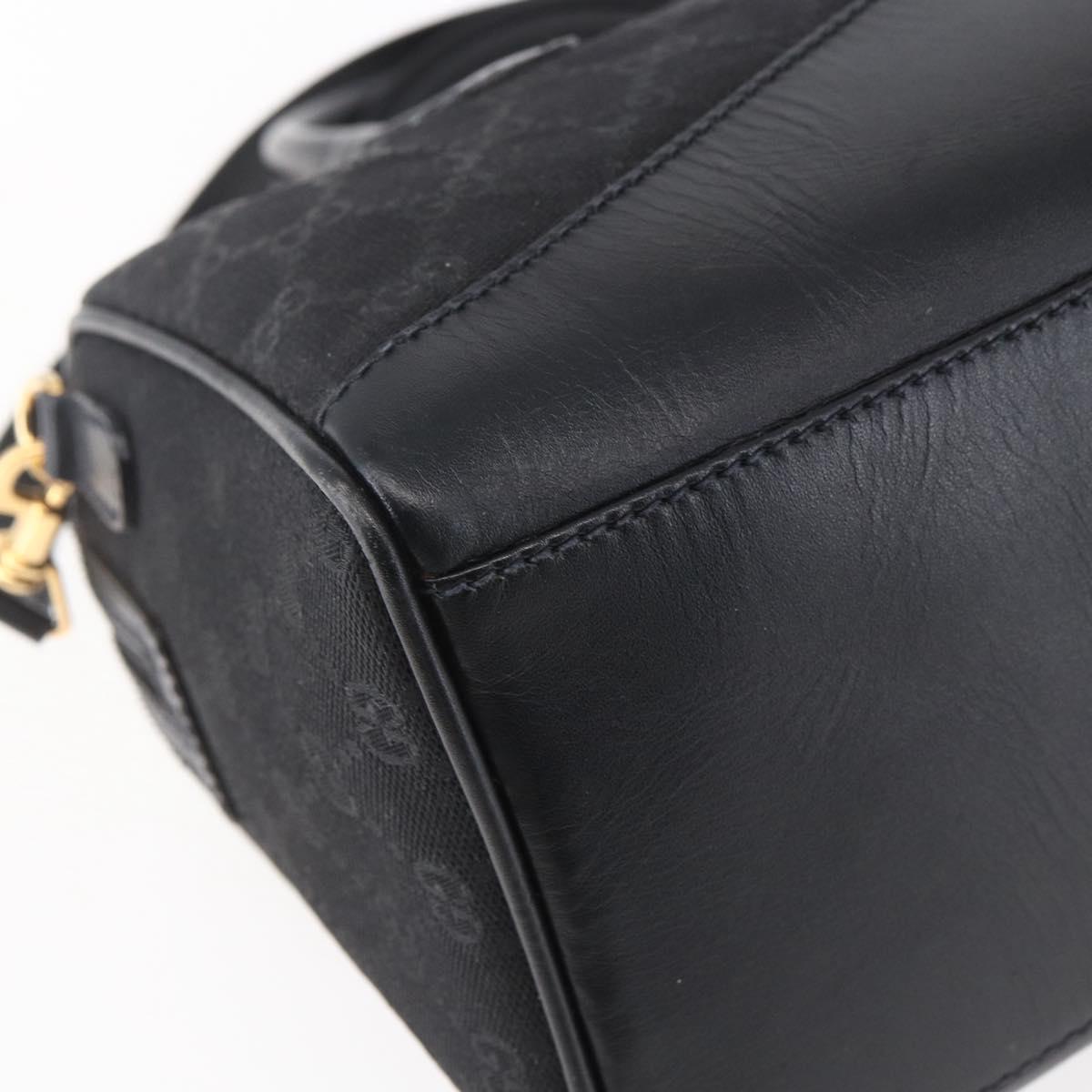 GUCCI GG Canvas Boston Bag 2way Black Gold Auth ep11361