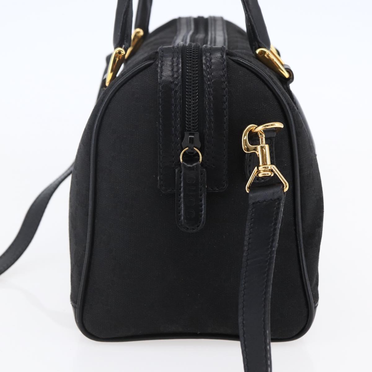 GUCCI GG Canvas Boston Bag 2way Black Gold Auth ep11361