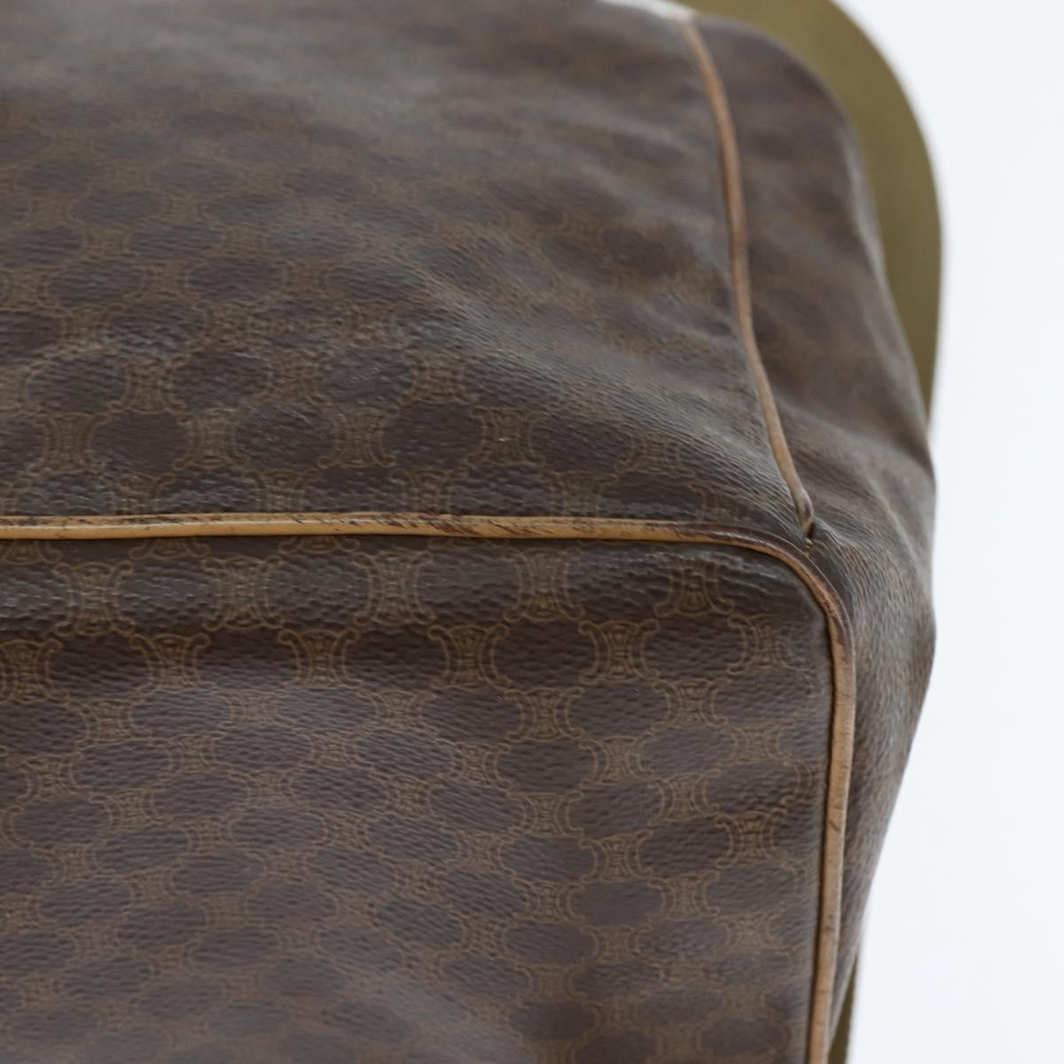 CELINE Macadam Canvas Backpack PVC Leather Brown Gold Auth ep11363