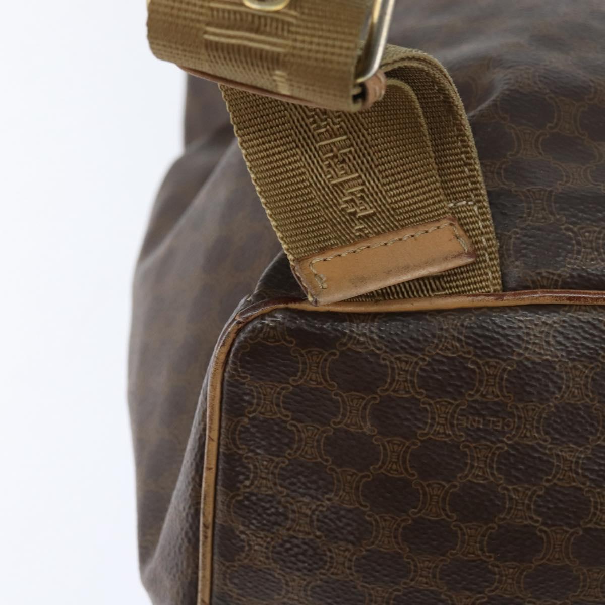 CELINE Macadam Canvas Backpack PVC Leather Brown Gold Auth ep11363