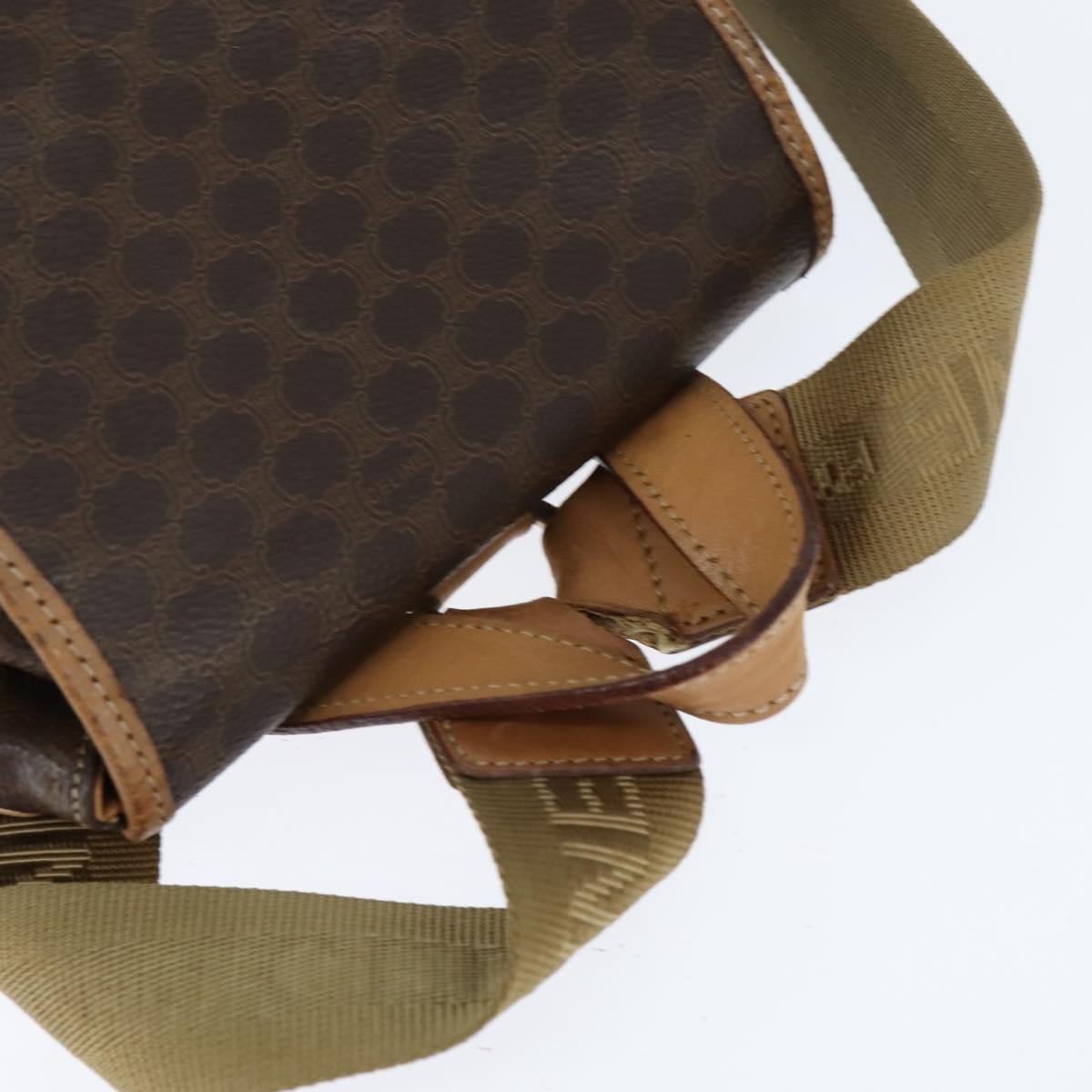 CELINE Macadam Canvas Backpack PVC Leather Brown Gold Auth ep11363