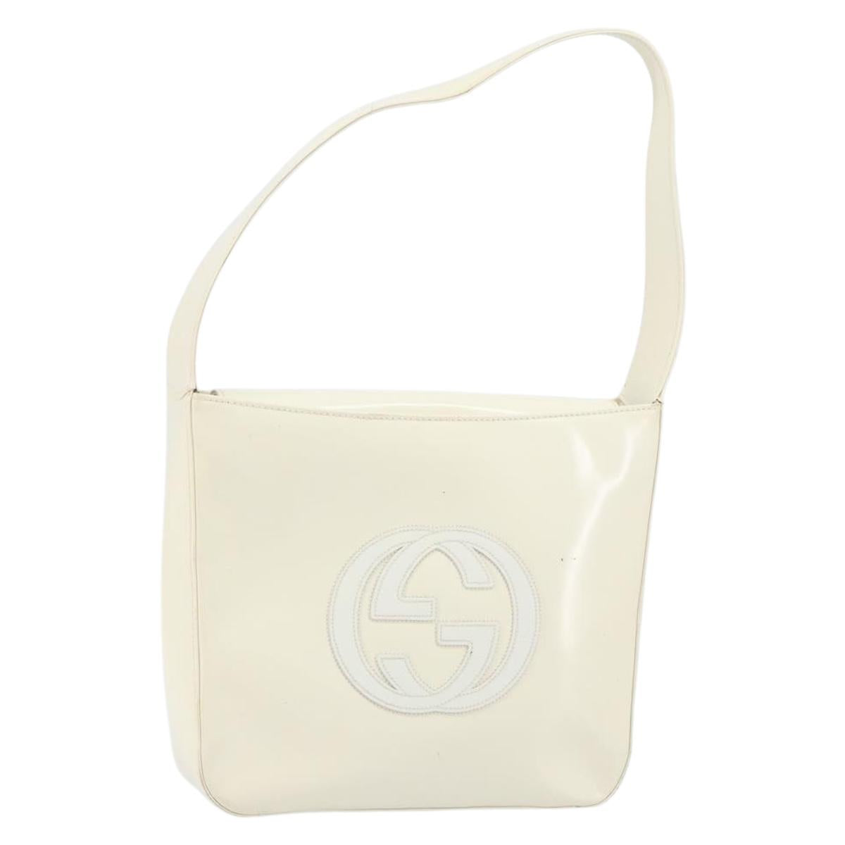 GUCCI Soho Shoulder Bag Enamel White Auth ep11364