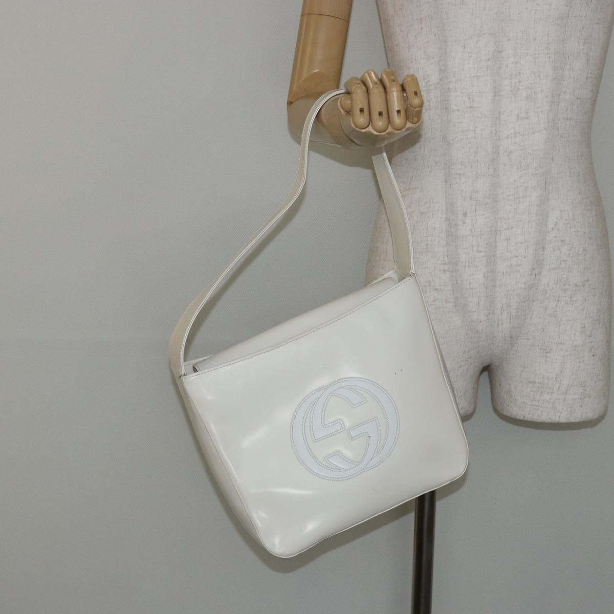 GUCCI Soho Shoulder Bag Enamel White Auth ep11364