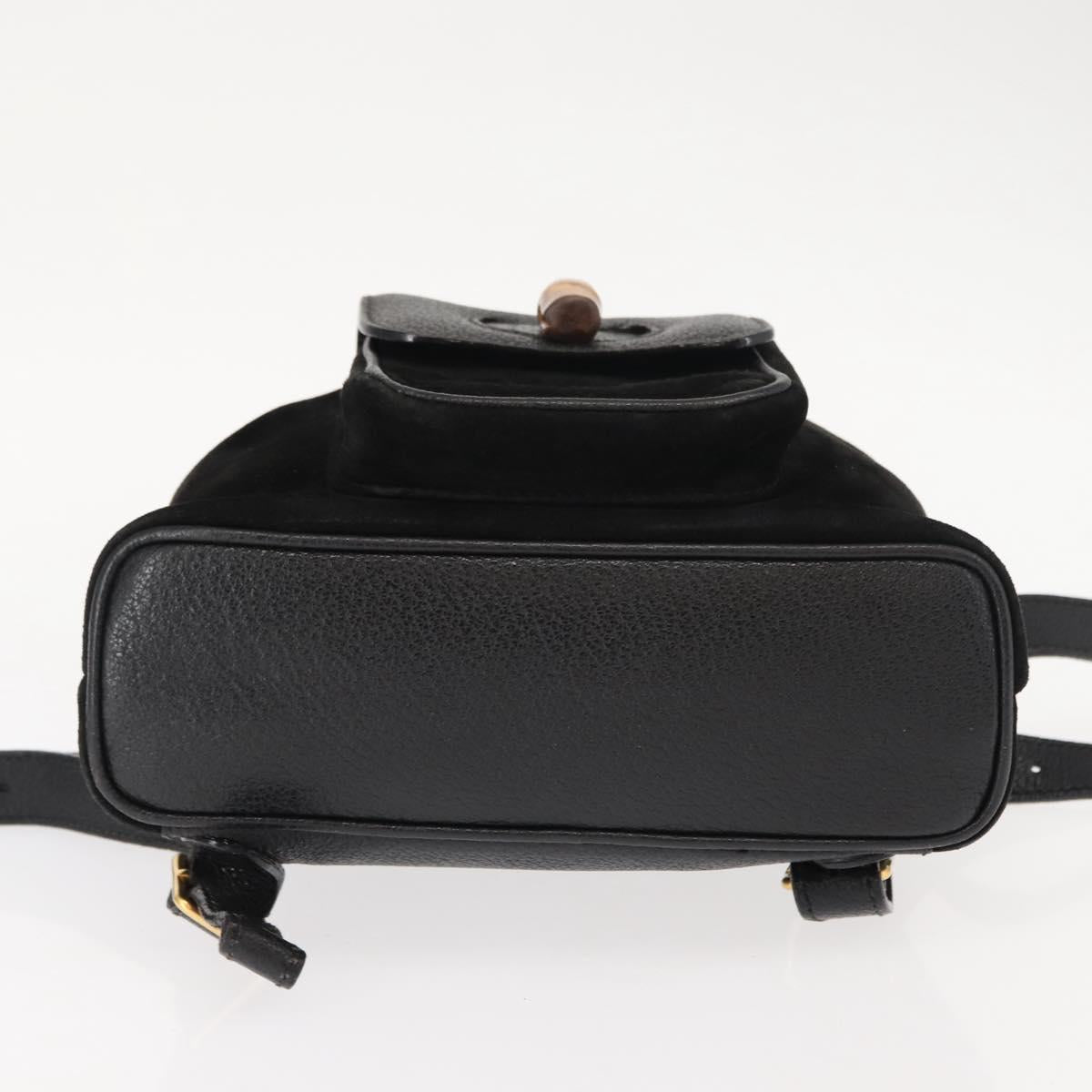 GUCCI Bamboo Backpack Suede Black Gold 003 58 0030 Auth ep11366