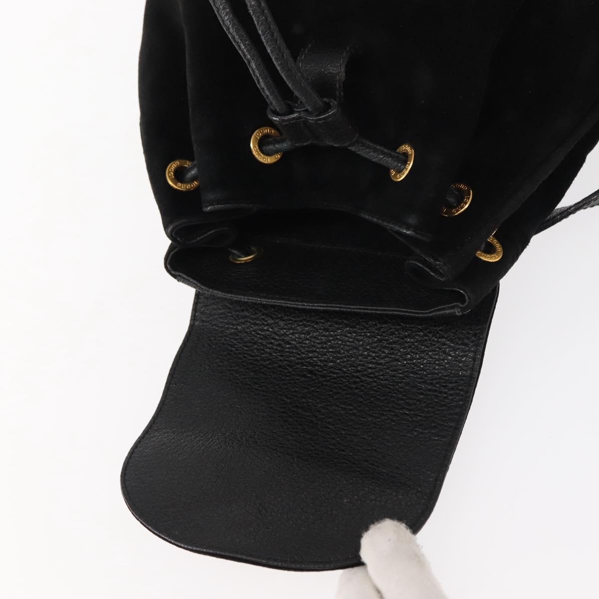 GUCCI Bamboo Backpack Suede Black Gold 003 58 0030 Auth ep11366