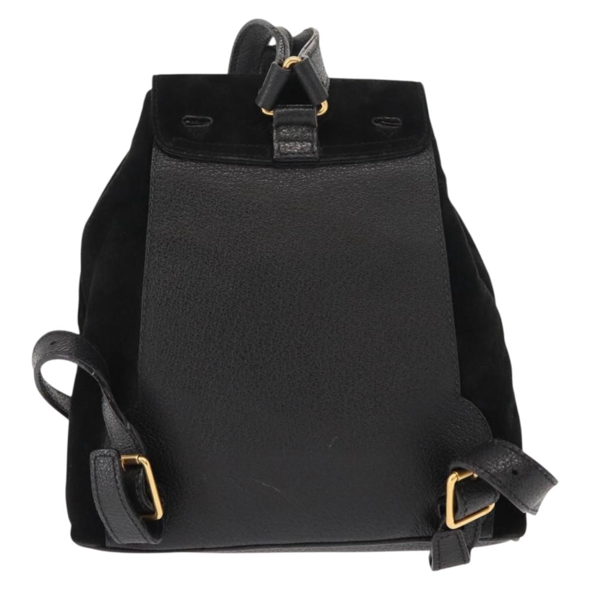 GUCCI Bamboo Backpack Suede Black Gold 003 58 0030 Auth ep11366