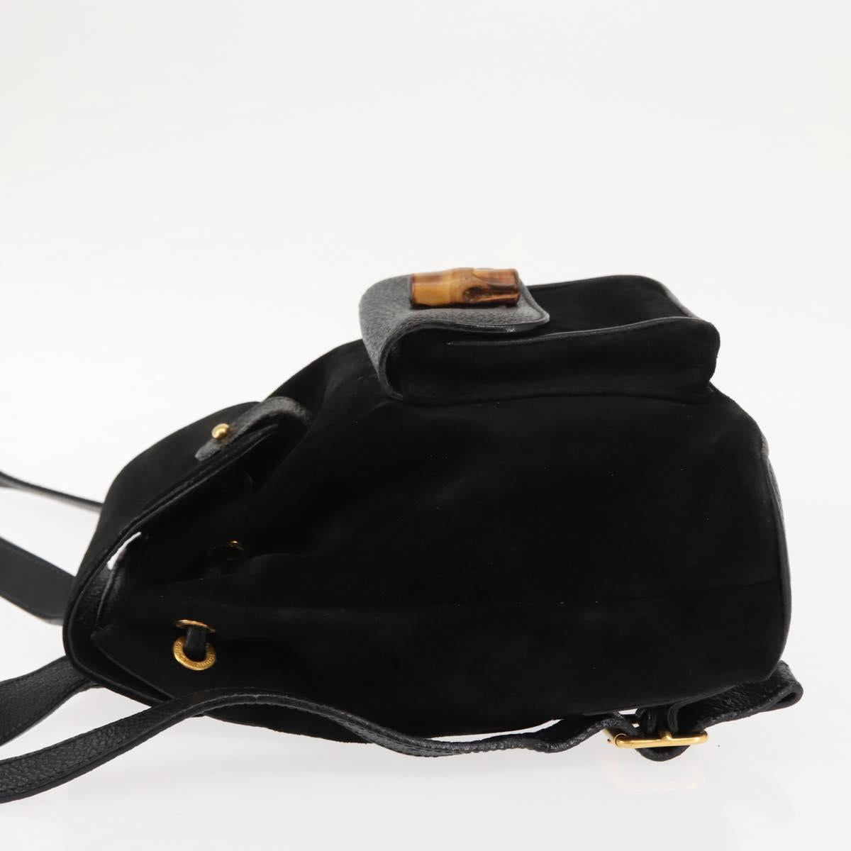 GUCCI Bamboo Backpack Suede Black Gold 003 58 0030 Auth ep11366
