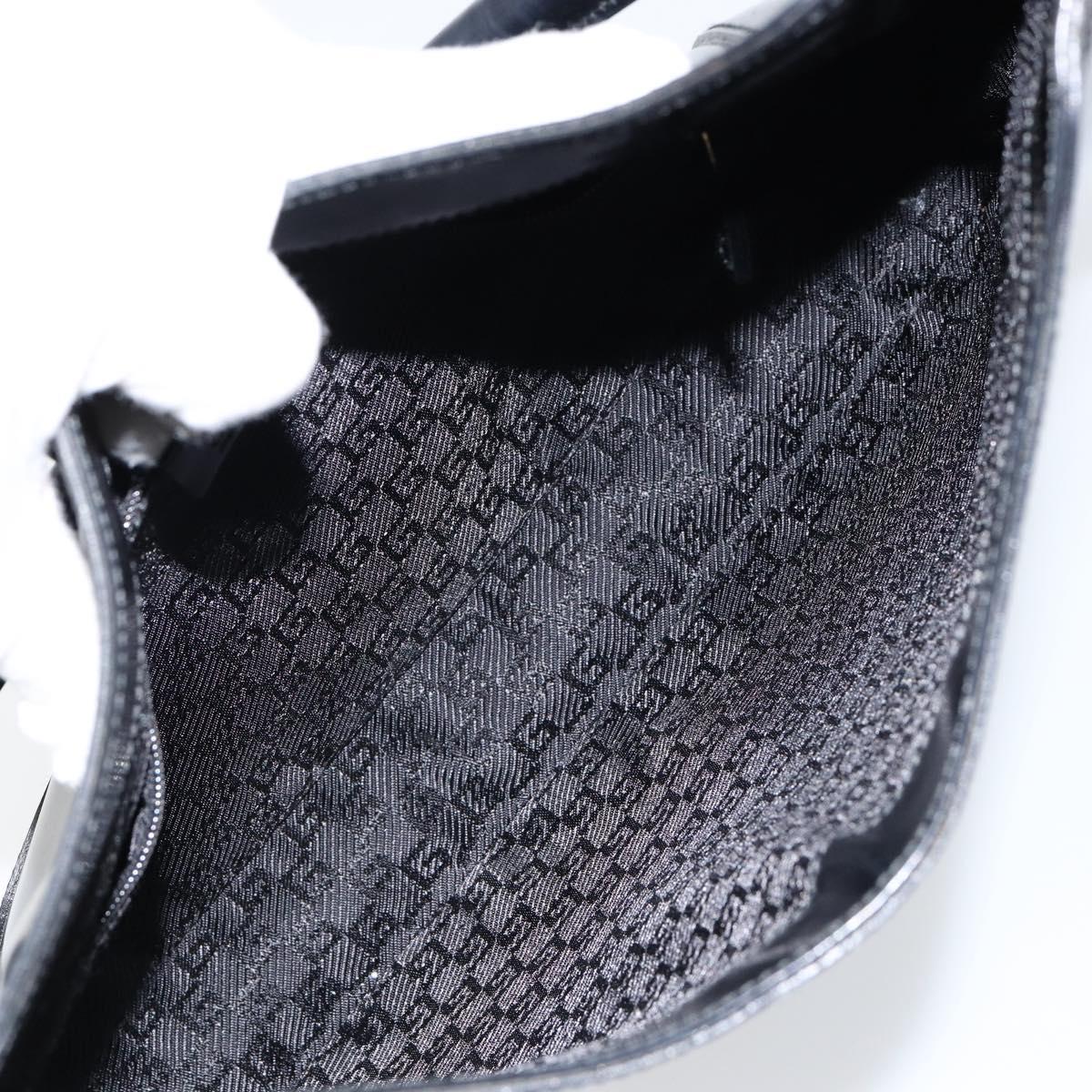 GUCCI Shoulder Bag Enamel Black Gold 001 4149 Auth ep11368