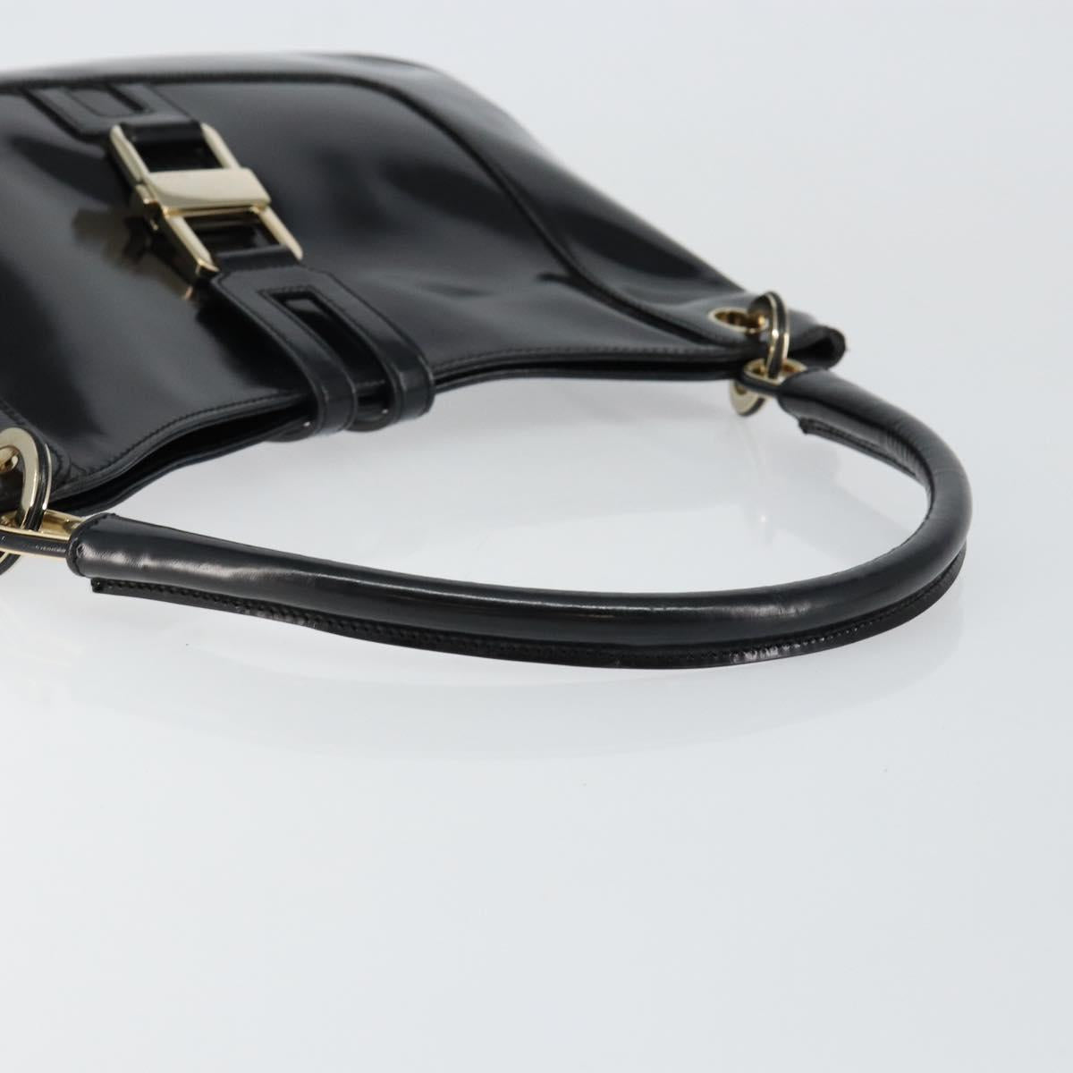 GUCCI Shoulder Bag Enamel Black Gold 001 4149 Auth ep11368