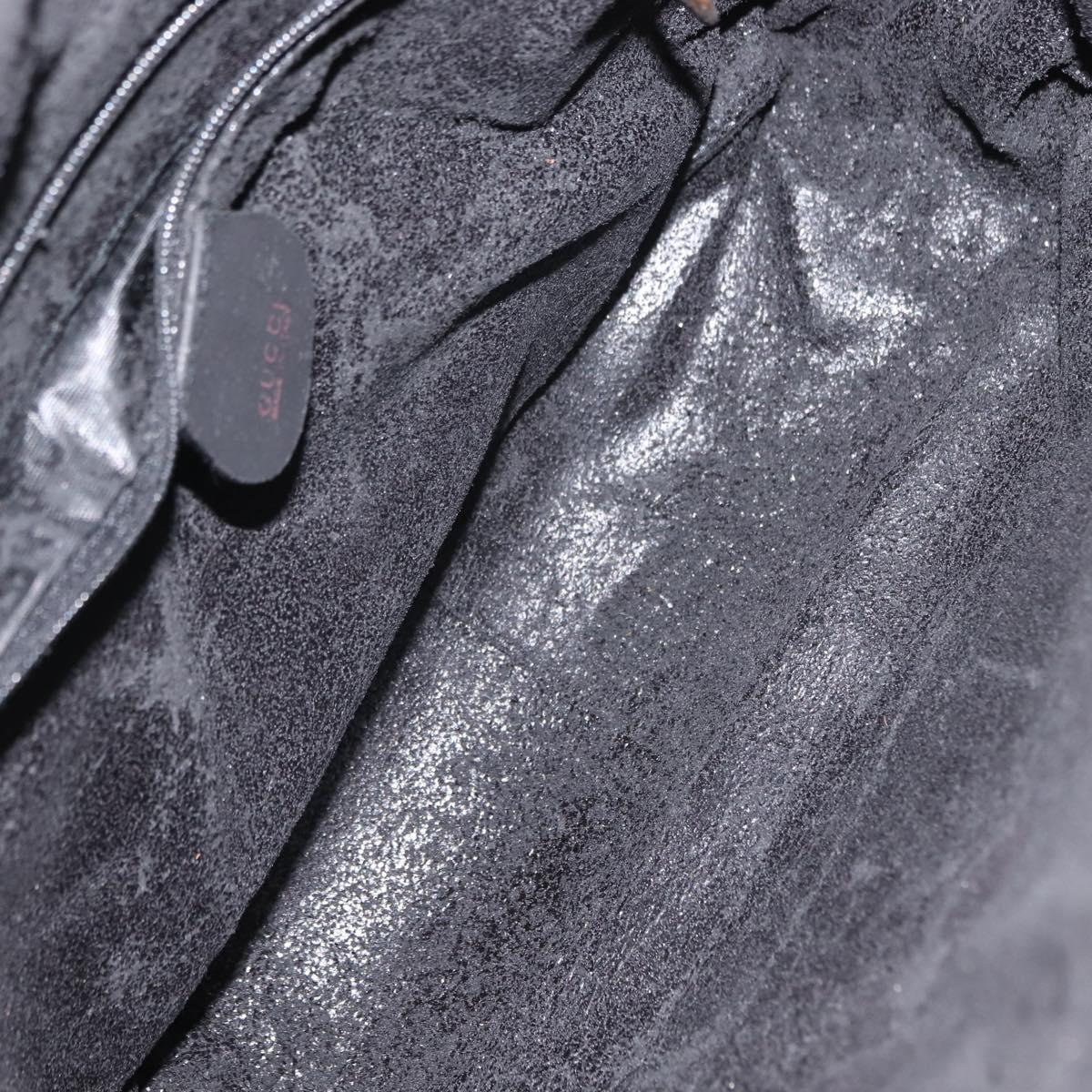 GUCCI Bamboo Shoulder Bag Suede Black Gold 001 1638 2615 Auth ep11372