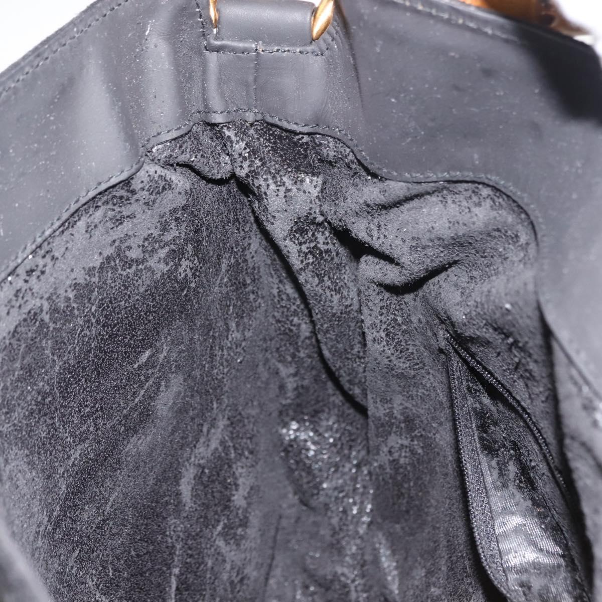 GUCCI Bamboo Shoulder Bag Suede Black Gold 001 1638 2615 Auth ep11372