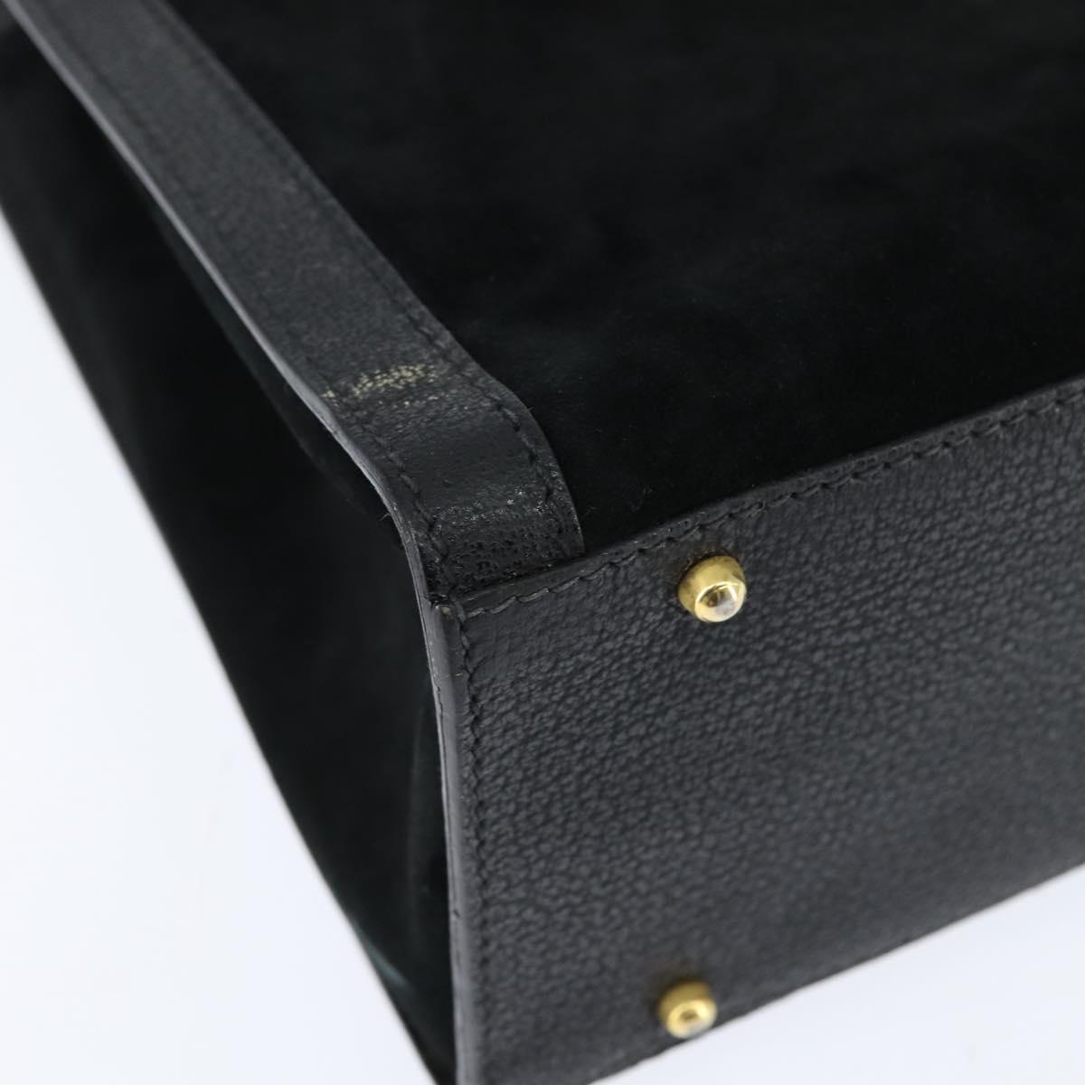 GUCCI Bamboo Tote Bag Suede Leather Black Gold 002 2853 0260 0 Auth ep11373