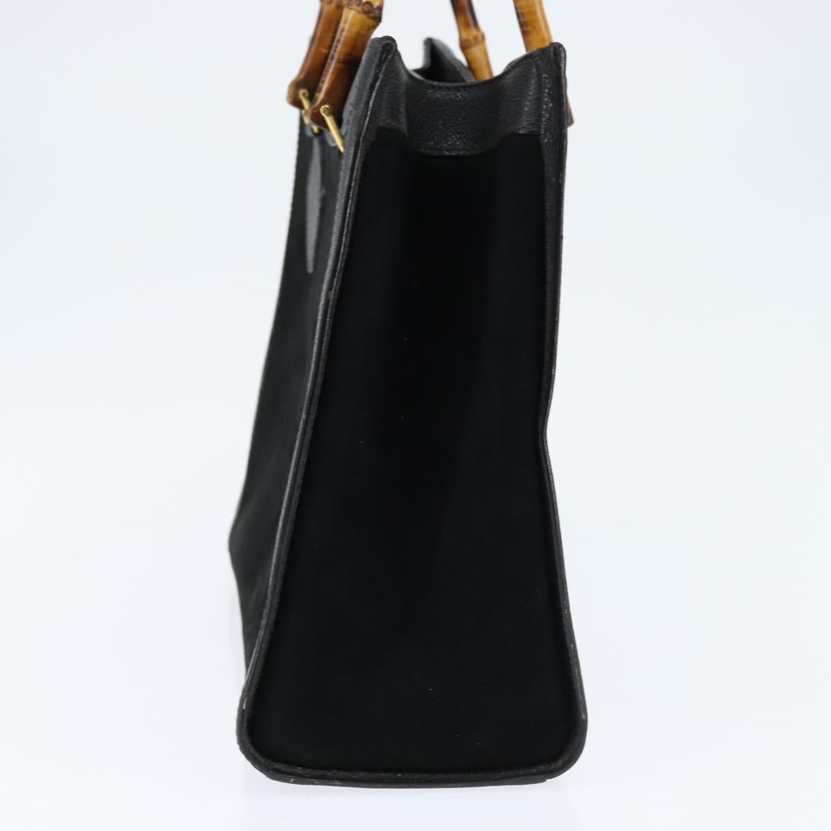 GUCCI Bamboo Tote Bag Suede Leather Black Gold 002 2853 0260 0 Auth ep11373