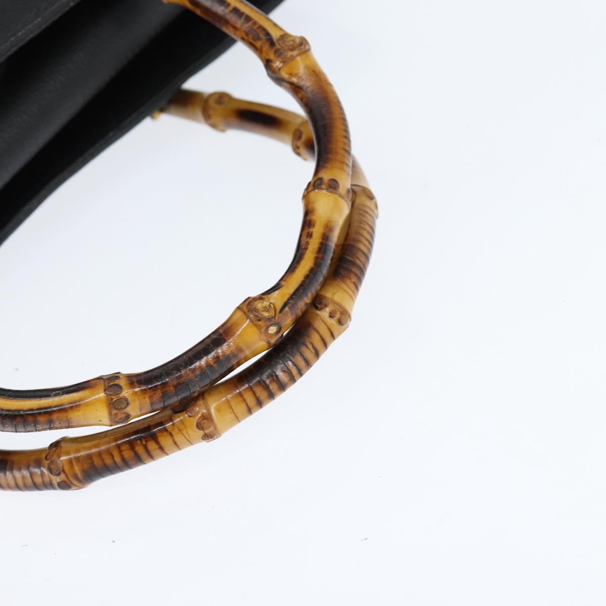 GUCCI Bamboo Tote Bag Suede Leather Black Gold 002 2853 0260 0 Auth ep11373