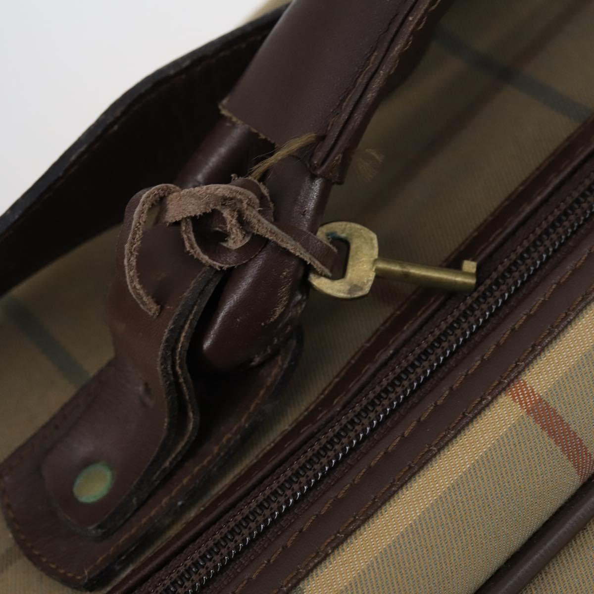 Burberrys Nova Check Hand Bag Canvas 2way Gold Beige Auth ep11376