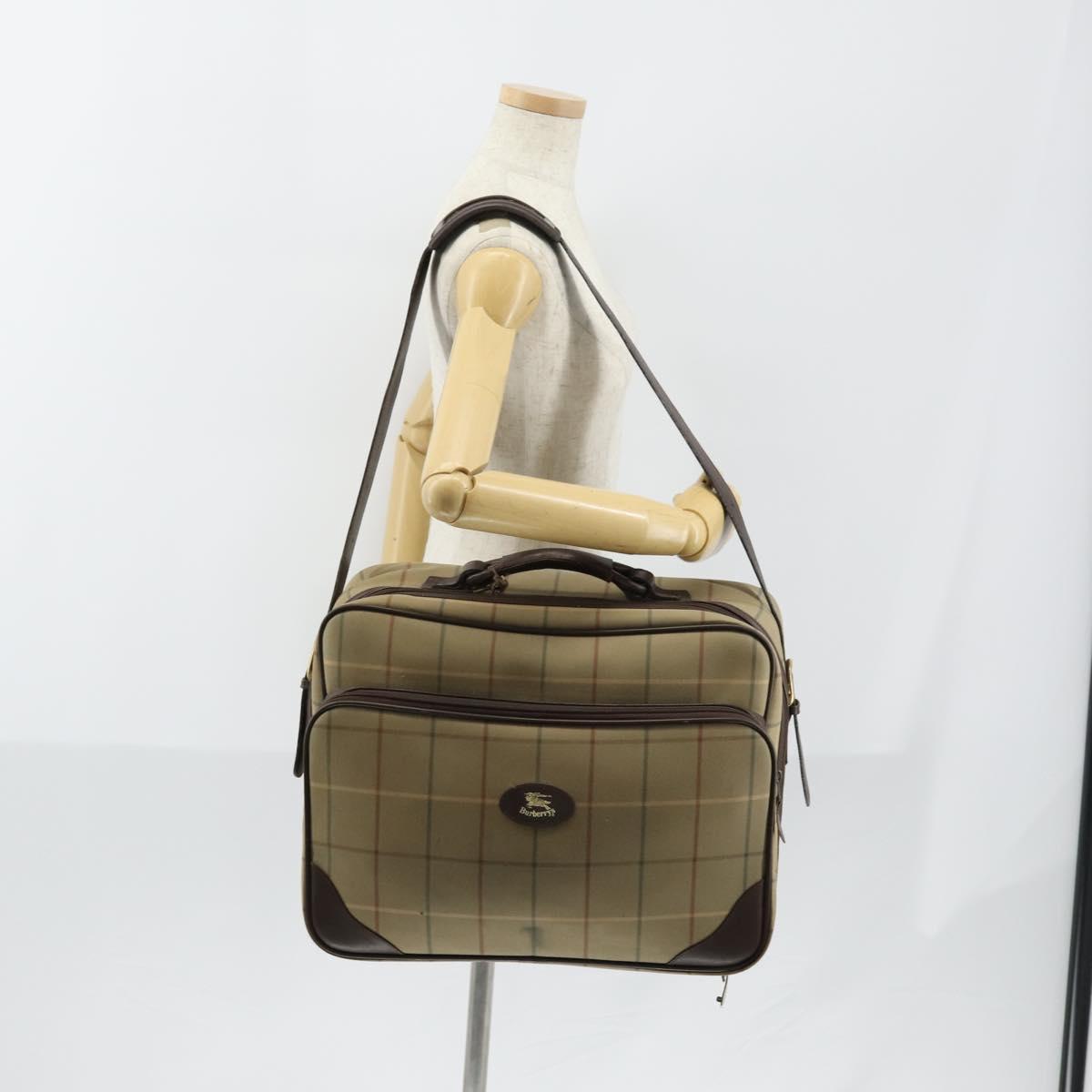 Burberrys Nova Check Hand Bag Canvas 2way Gold Beige Auth ep11376