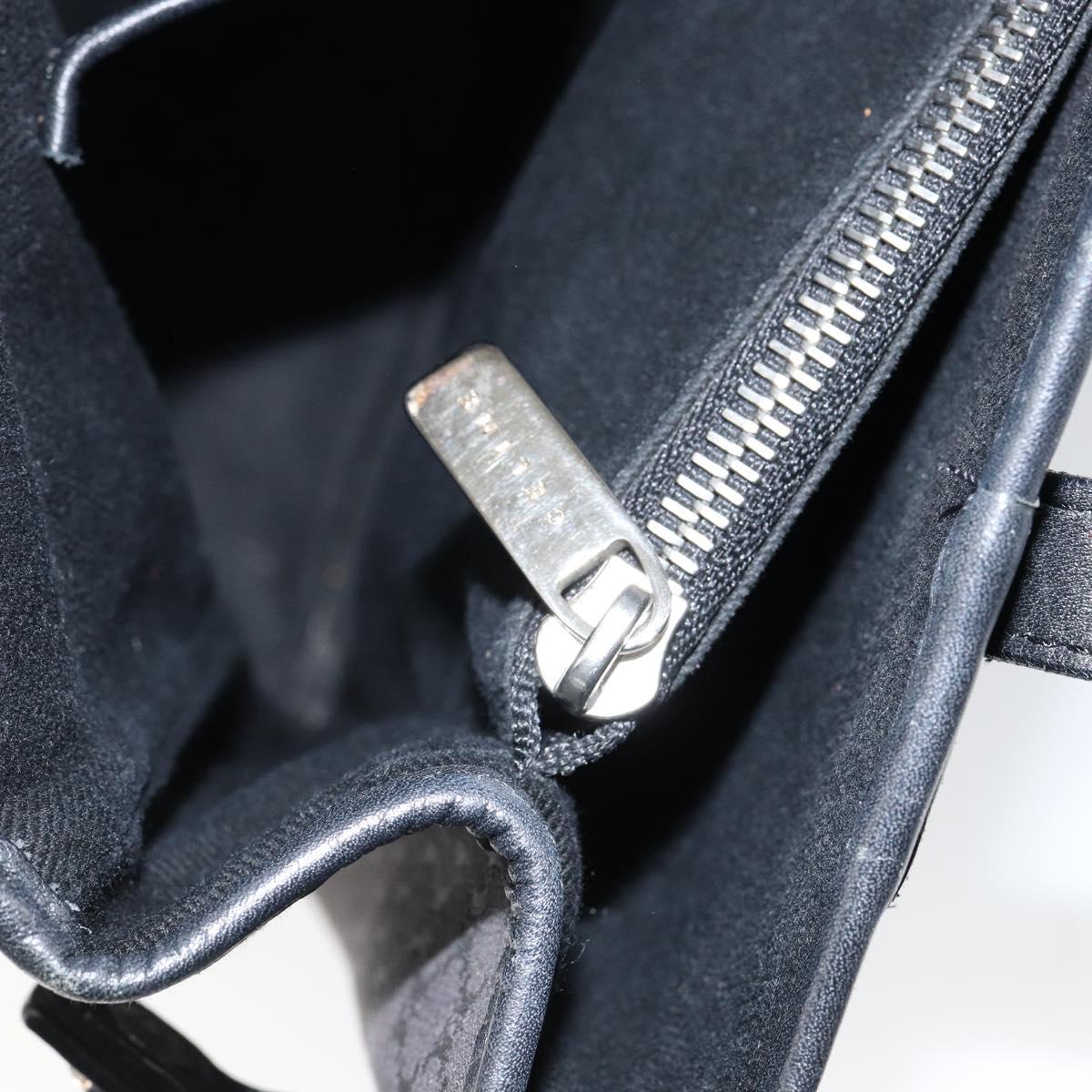 CELINE Macadam Canvas Hand Bag Black Silver Auth ep11378