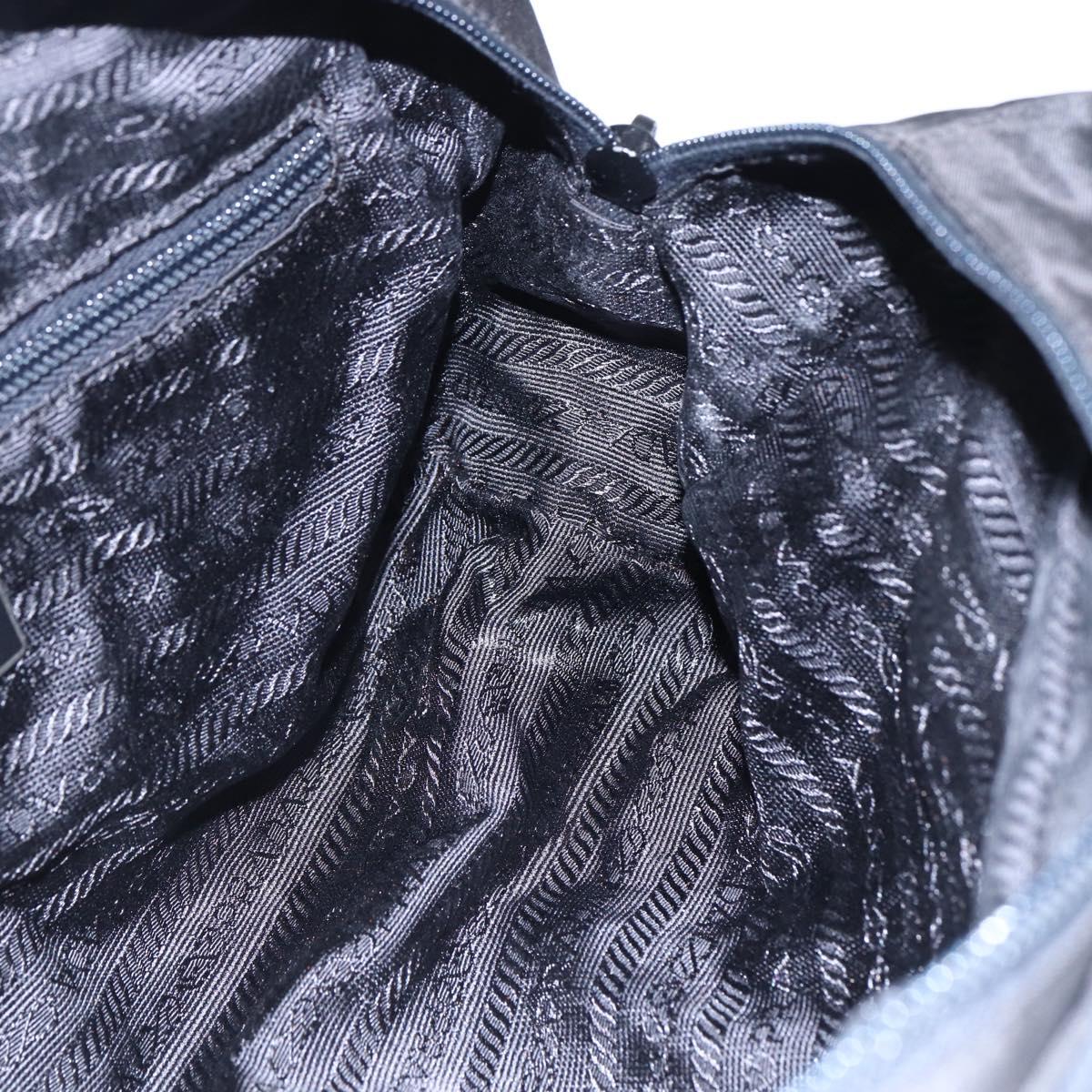 PRADA Shoulder Bag Nylon Black Silver Auth ep11379