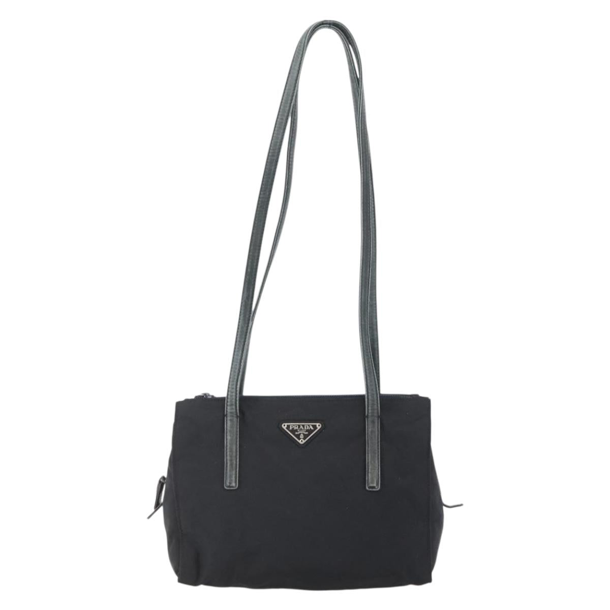 PRADA Shoulder Bag Nylon Black Silver Auth ep11379