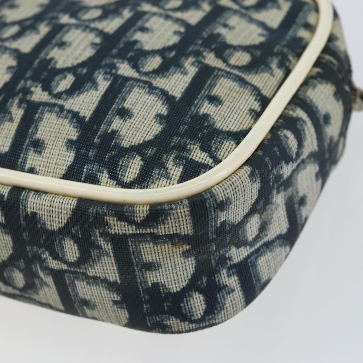 Christian Dior Trotter Canvas Pouch PVC Navy Silver Auth ep11381