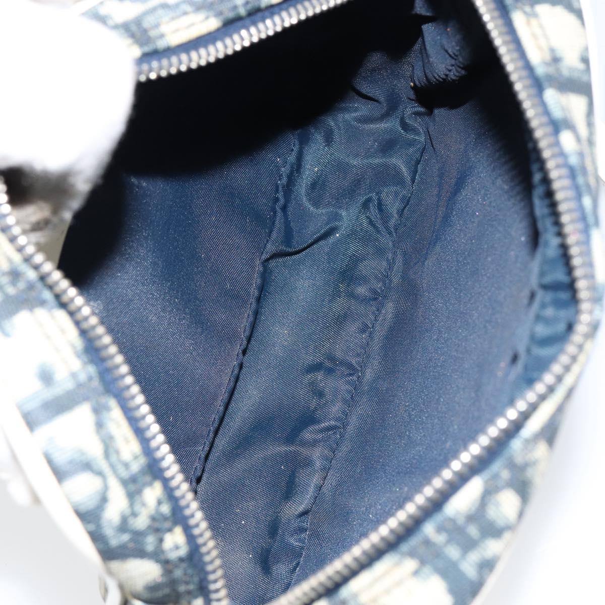 Christian Dior Trotter Canvas Pouch PVC Navy Silver Auth ep11381