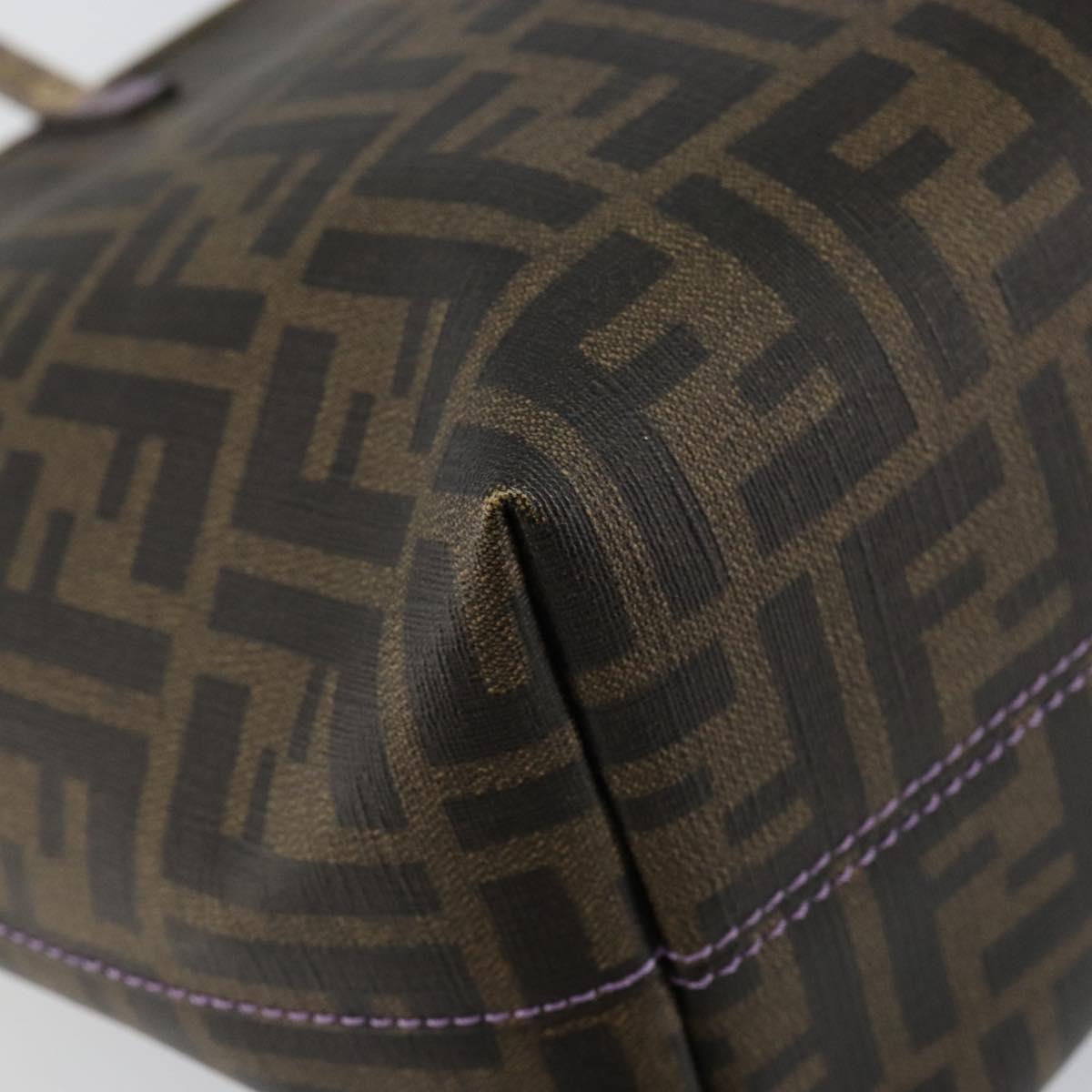 FENDI Zucca Canvas Tote Bag PVC Black Brown Auth ep11387