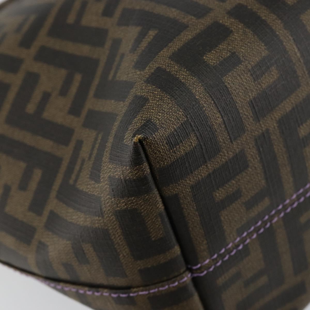 FENDI Zucca Canvas Tote Bag PVC Black Brown Auth ep11387