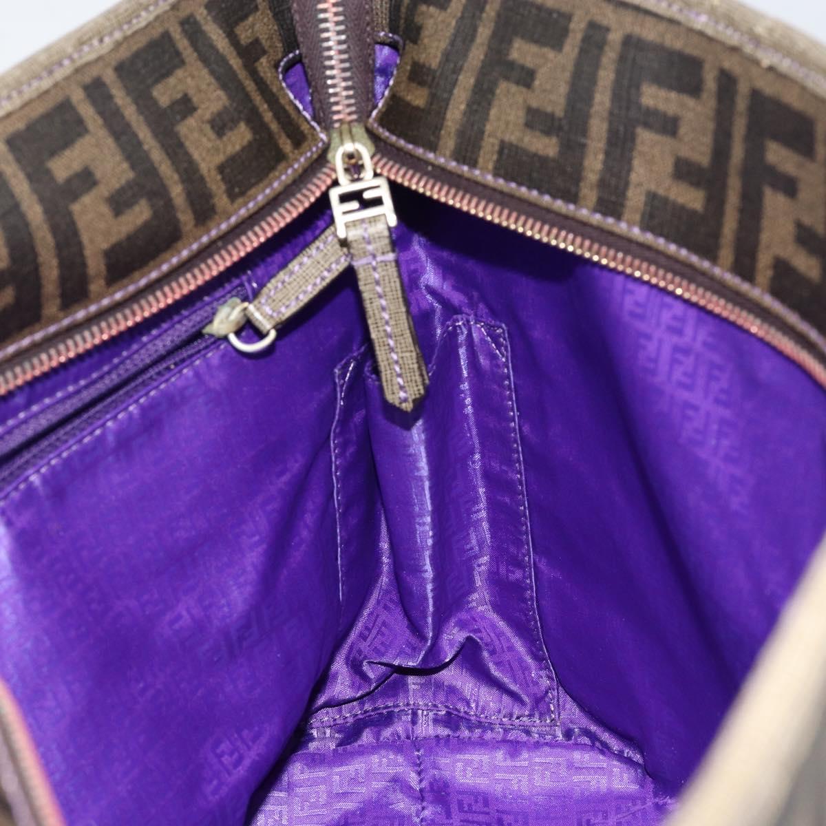 FENDI Zucca Canvas Tote Bag PVC Black Brown Auth ep11387