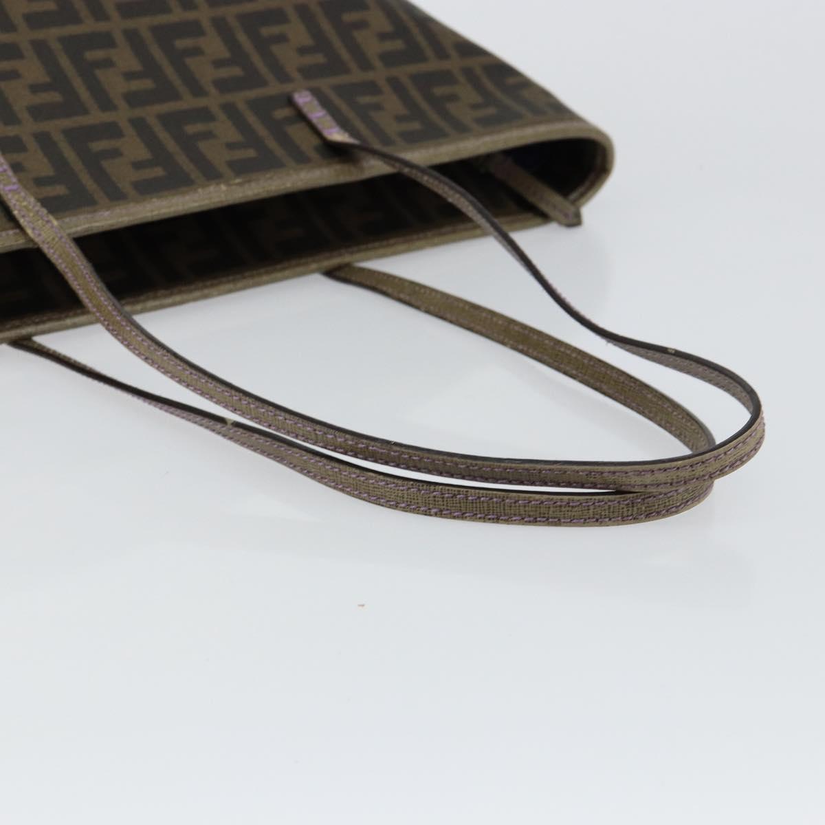 FENDI Zucca Canvas Tote Bag PVC Black Brown Auth ep11387