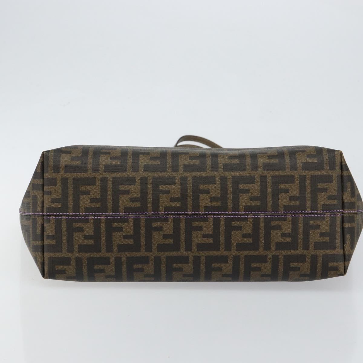 FENDI Zucca Canvas Tote Bag PVC Black Brown Auth ep11387