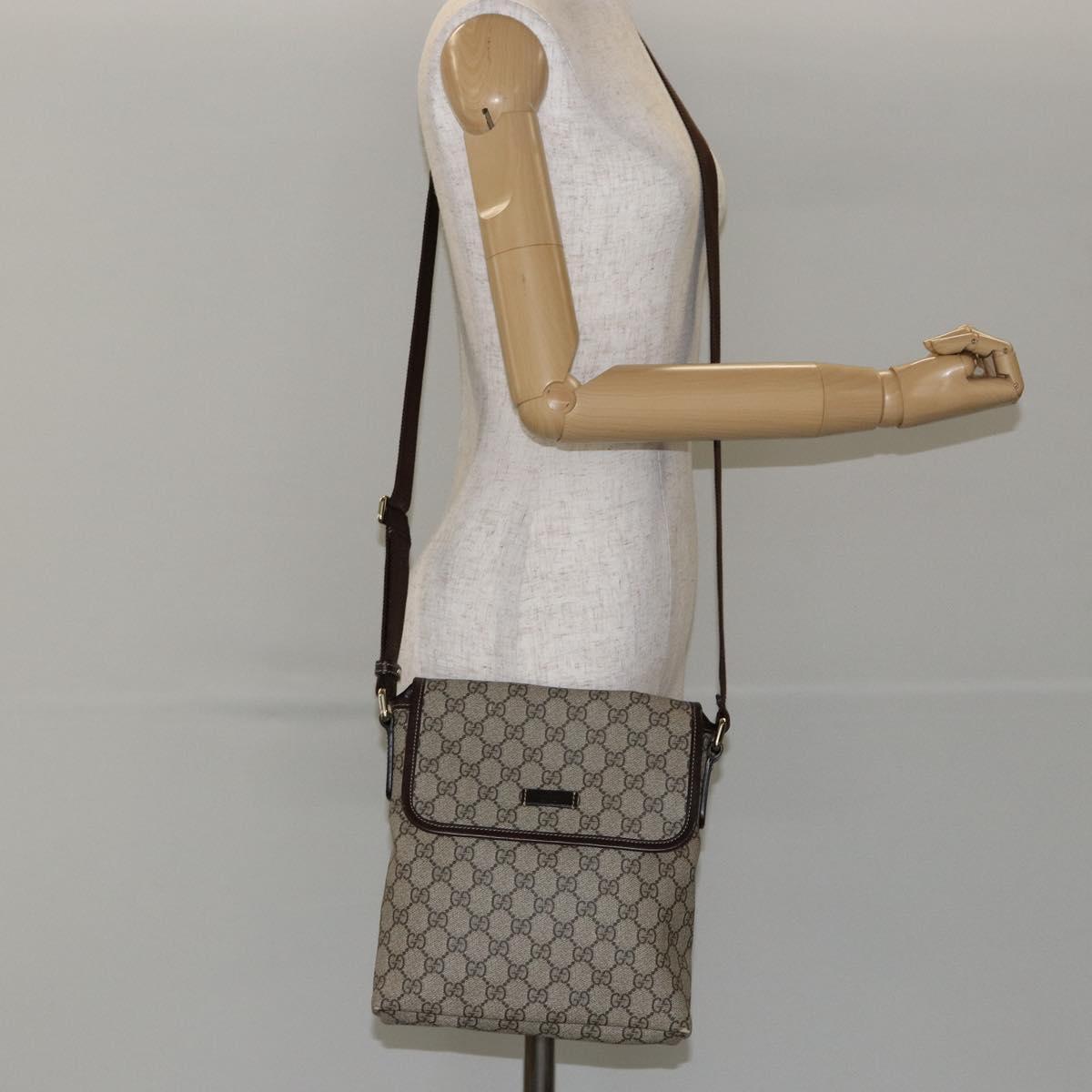 GUCCI GG Supreme Shoulder Bag PVC Leather Beige 223666 Auth ep11388