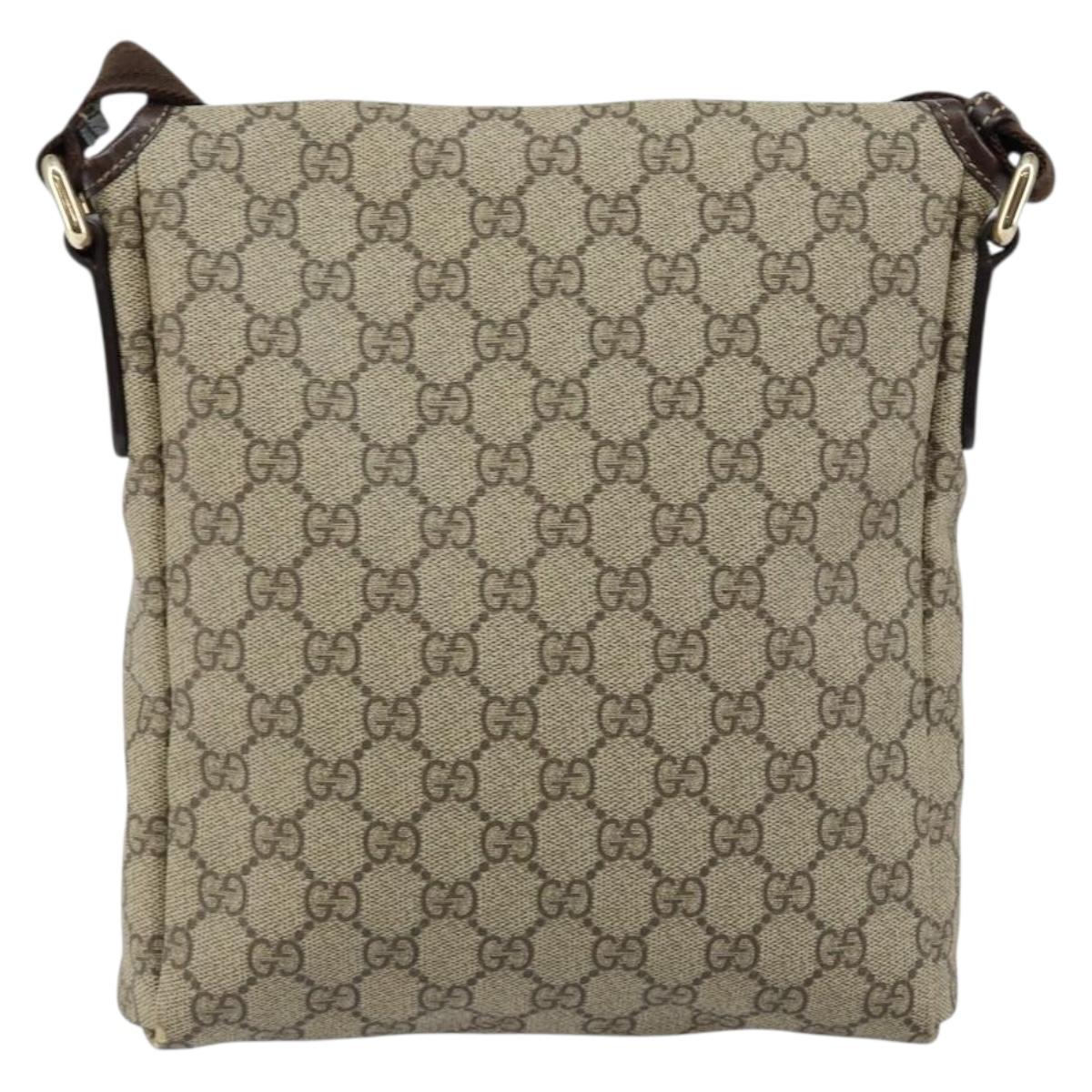 GUCCI GG Supreme Shoulder Bag PVC Leather Beige 223666 Auth ep11388