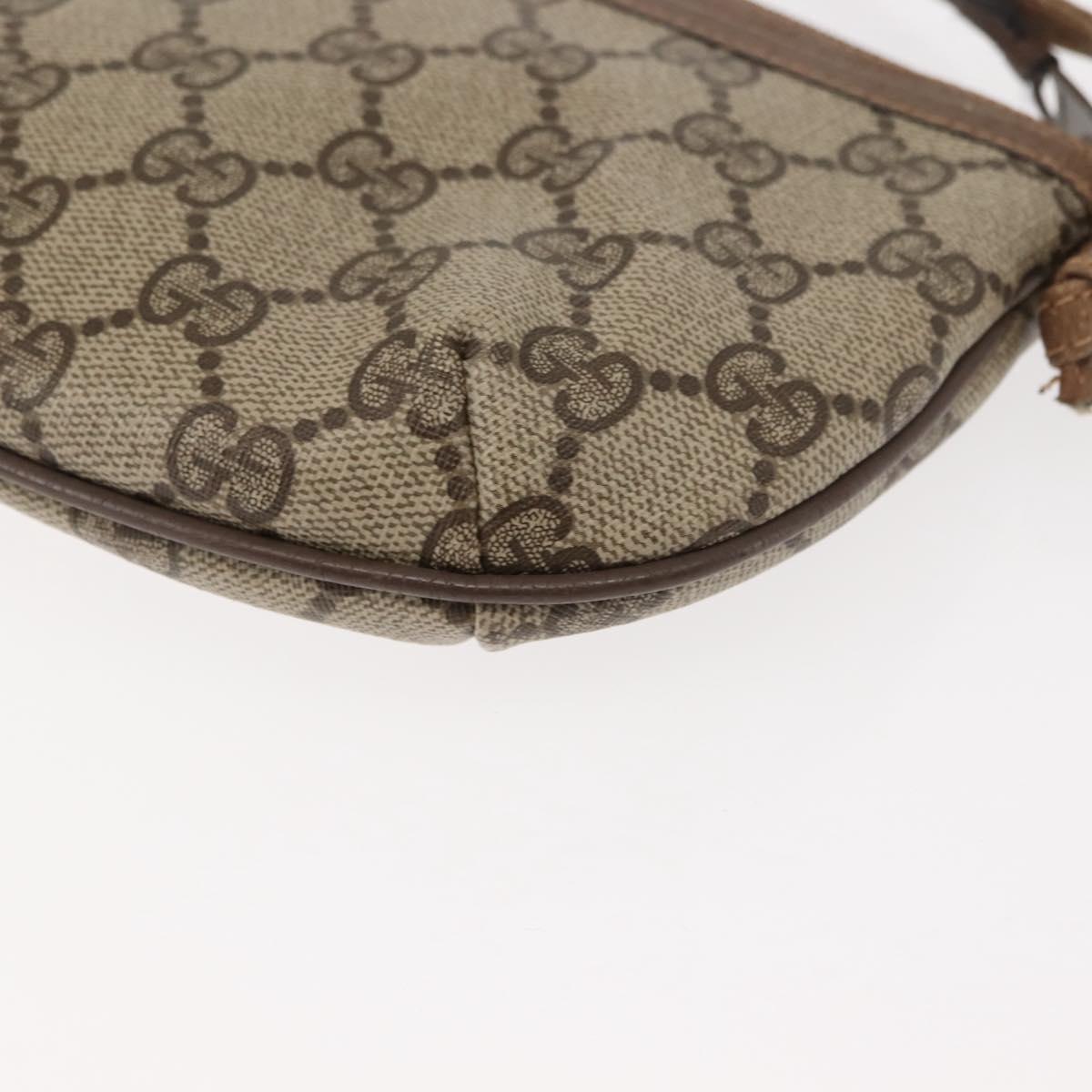 GUCCI GG Supreme Shoulder Bag PVC Beige Gold Auth ep11393