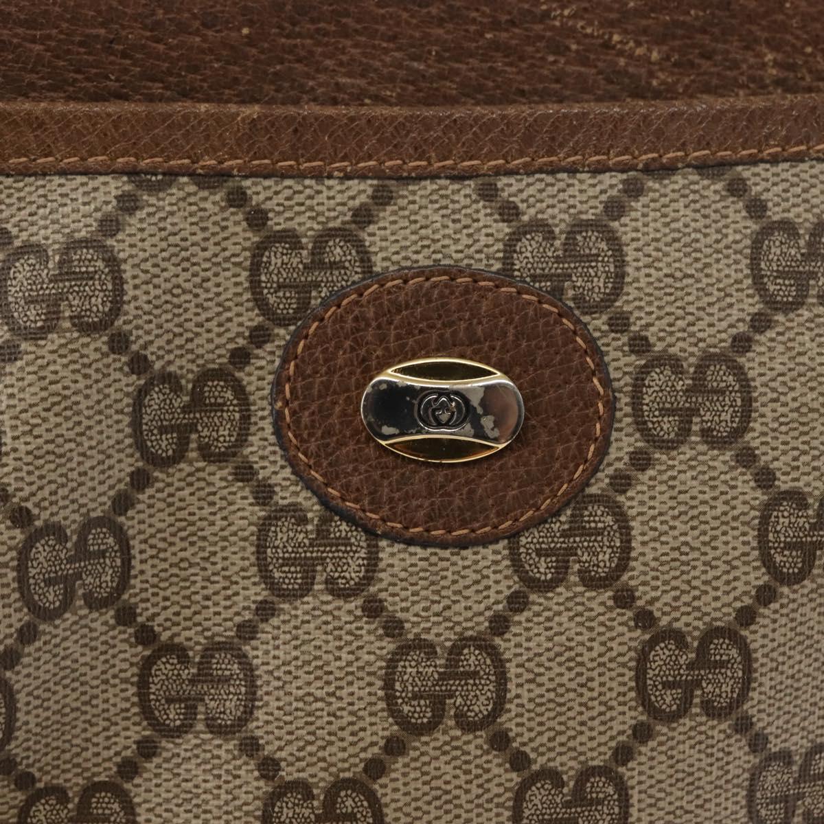 GUCCI GG Supreme Shoulder Bag PVC Beige Gold Auth ep11393