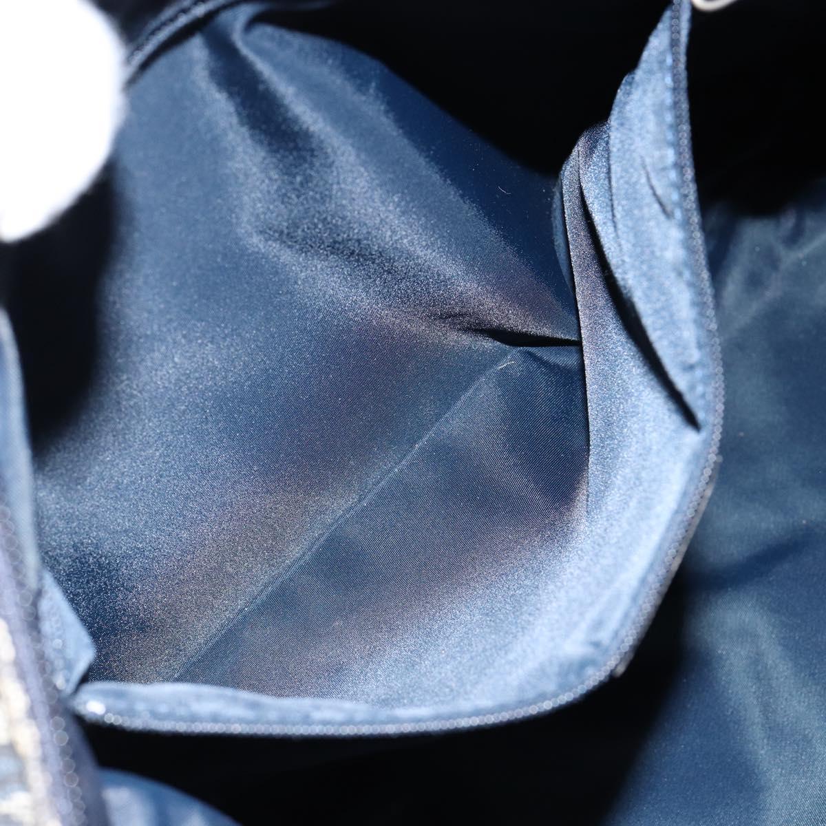 Christian Dior Trotter Canvas Shoulder Bag Navy Silver Auth ep11395