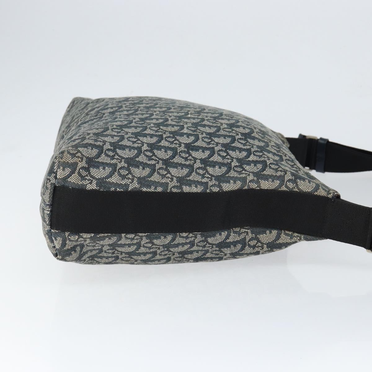 Christian Dior Trotter Canvas Shoulder Bag Navy Silver Auth ep11395