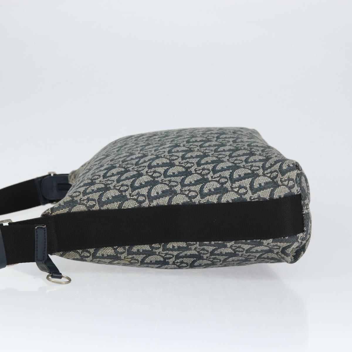 Christian Dior Trotter Canvas Shoulder Bag Navy Silver Auth ep11395