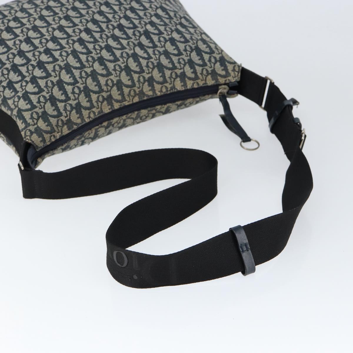 Christian Dior Trotter Canvas Shoulder Bag Navy Silver Auth ep11395