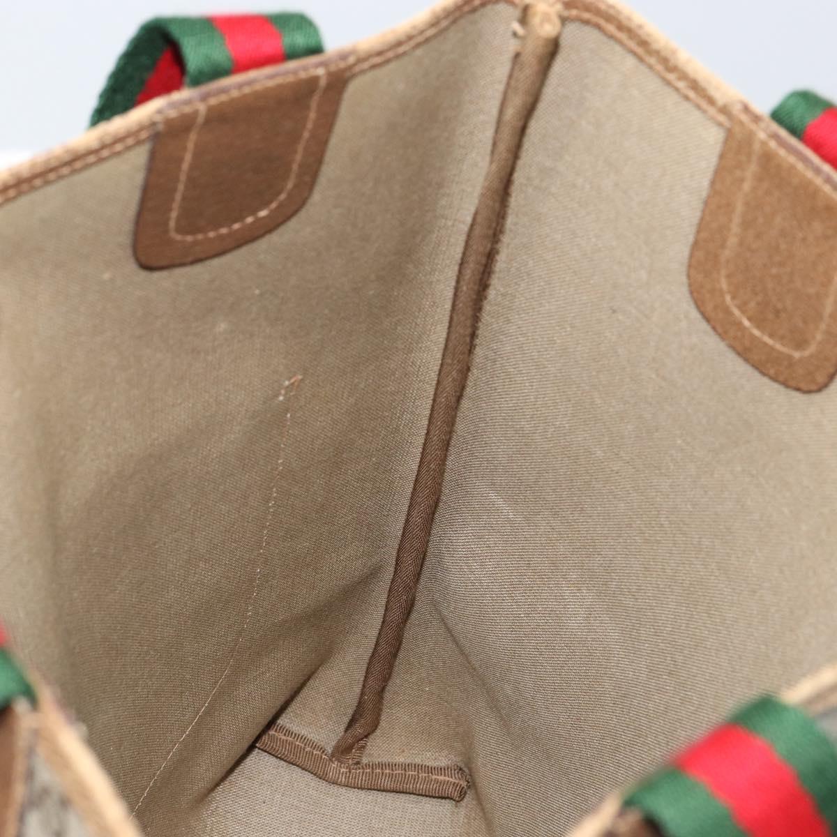 GUCCI GG Supreme Web Sherry Line Tote Bag PVC Beige 56 02 003 Auth ep11398