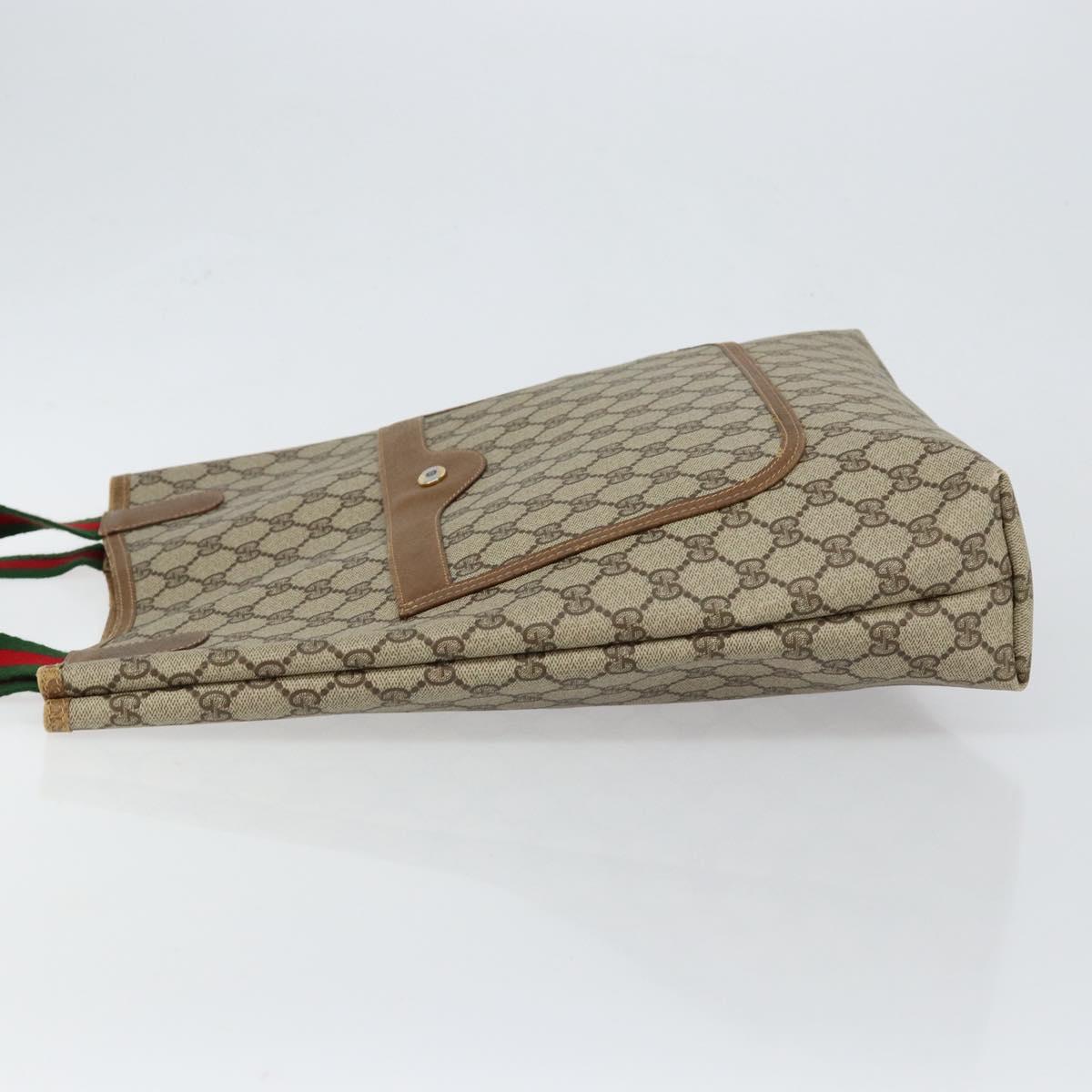 GUCCI GG Supreme Web Sherry Line Tote Bag PVC Beige 56 02 003 Auth ep11398