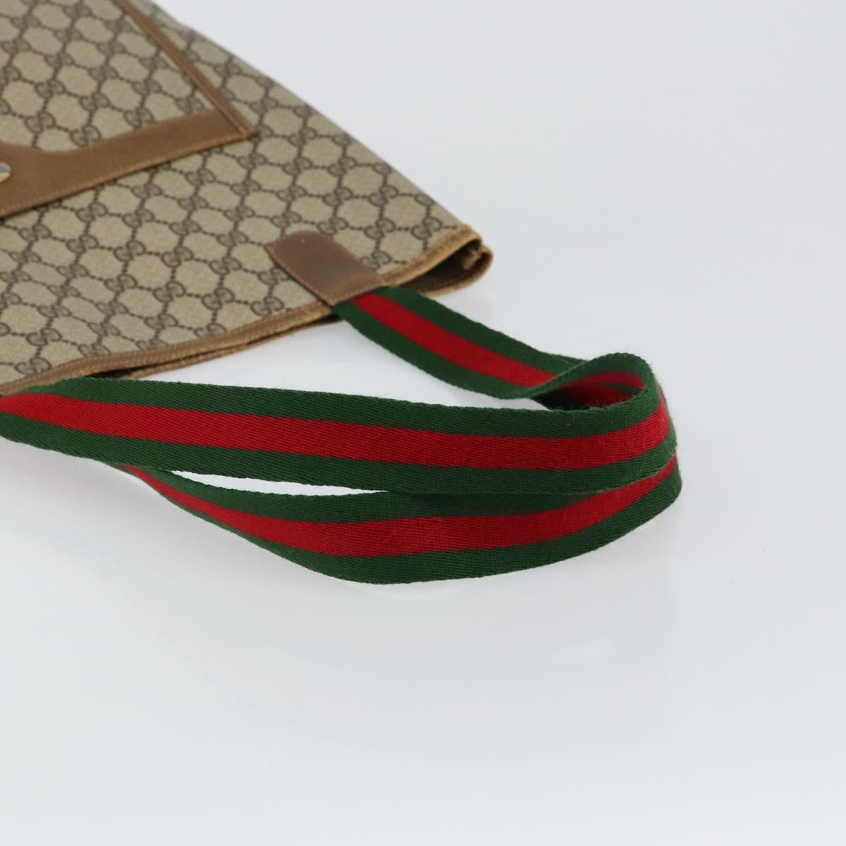 GUCCI GG Supreme Web Sherry Line Tote Bag PVC Beige 56 02 003 Auth ep11398