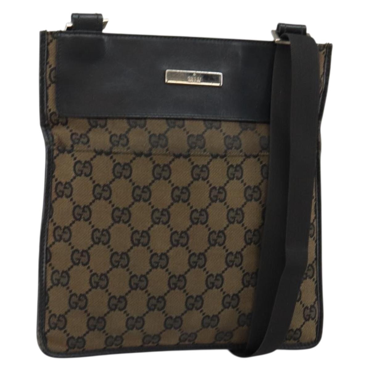 GUCCI GG Canvas Shoulder Bag Brown 019 0348 Auth ep11399