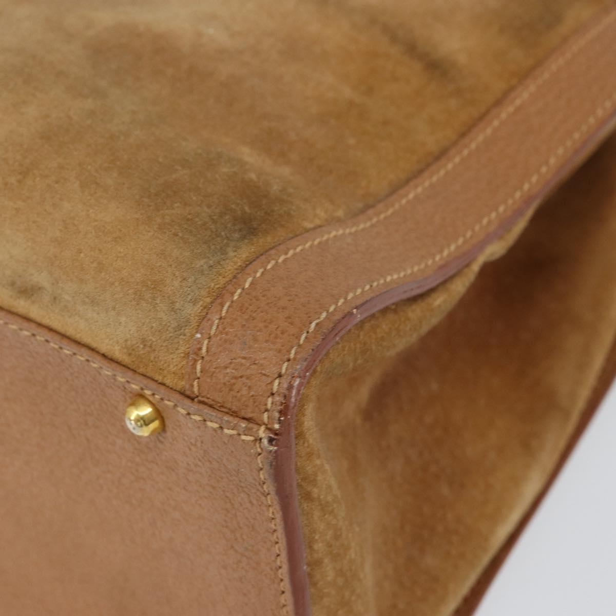 GUCCI Bamboo Hand Bag Suede Beige Gold 002 2058 0260 Auth ep11402