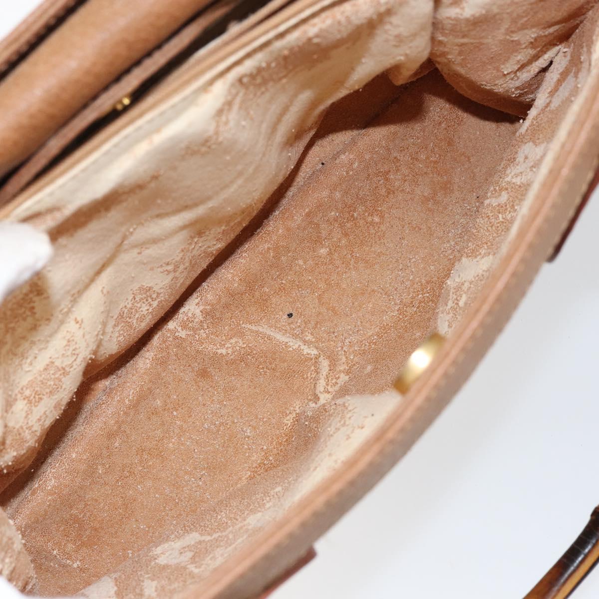 GUCCI Bamboo Hand Bag Suede Beige Gold 002 2058 0260 Auth ep11402